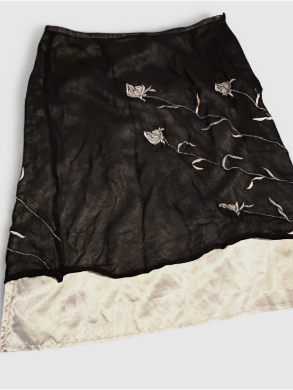 Amanda Smith True Vintage Black Floral Embroidered Midi Skirt